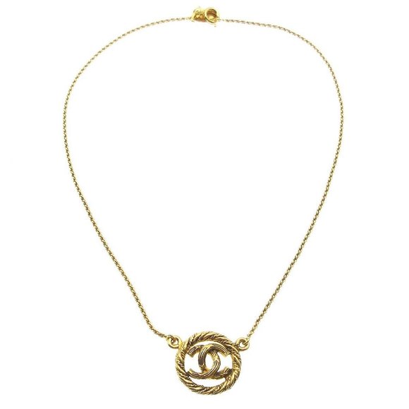 Chanel CC Logos Medallion Charm Gold Chain Pendant Necklace - Picture 1 of 5